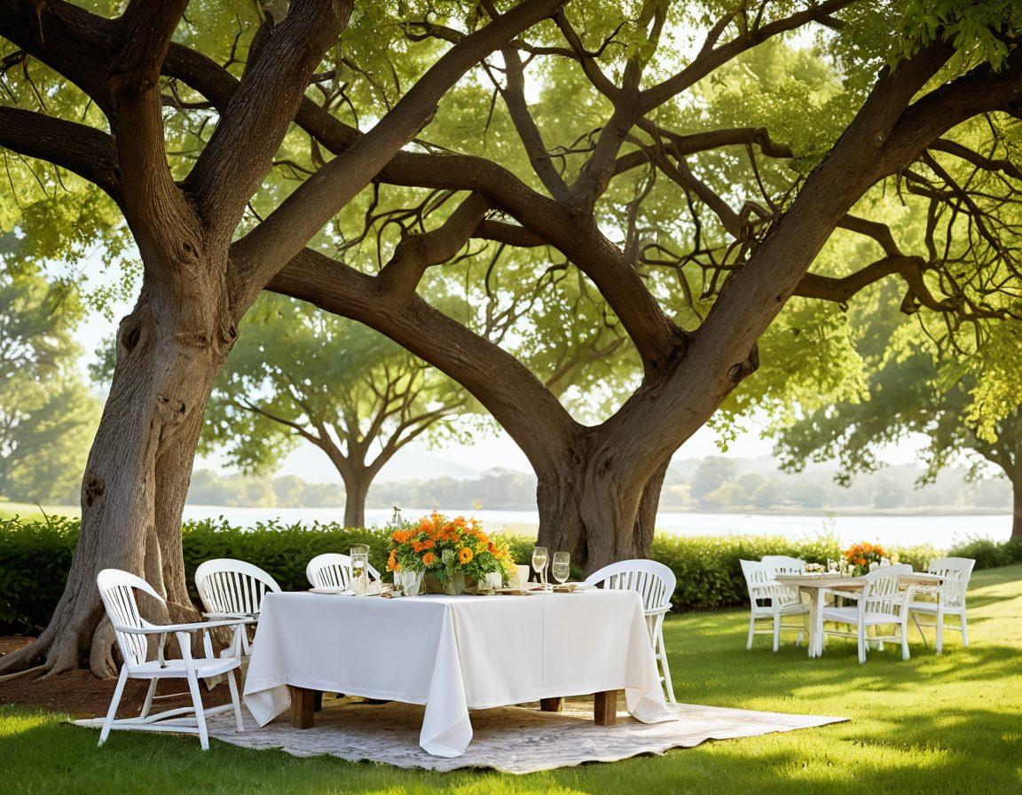 A serene outdoor scene depicting a comforting family gathering under a large tree, symbolizing support and peace, with a quaint table featuring brochures of prepaid plans and affordable funeral insurance. Gentle sunlight filtering through the leaves adds warmth, and a soft breeze rustles the documents. In the background, there are subtle hints of nature's beauty, representing tranquility and planning for the future. peaceful family gathering. soft colors. natural light.